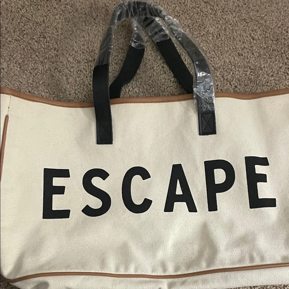 Canvas tote with leather handles - Picture 1 of 5